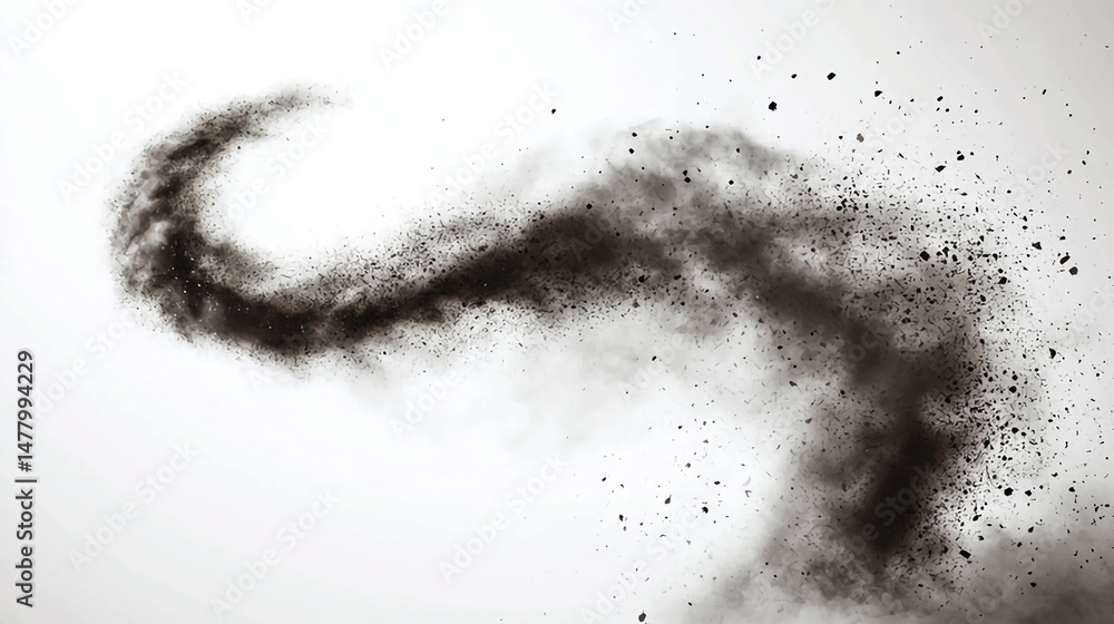 Poster abstract smoke dust explosion effect on white background for graphic design and visual effects use