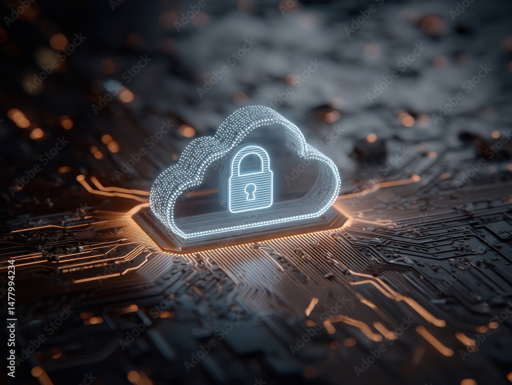 Poster secure cloud storage on circuit board