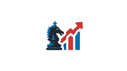 Strategic Growth Chess Knight and Upward Arrow Symbolizing Business Success