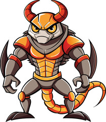 Cute Full Body Scorpion Character Cartoon Drawing with White Background for Kids and Designers