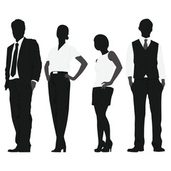 silhouette of buisness man and women