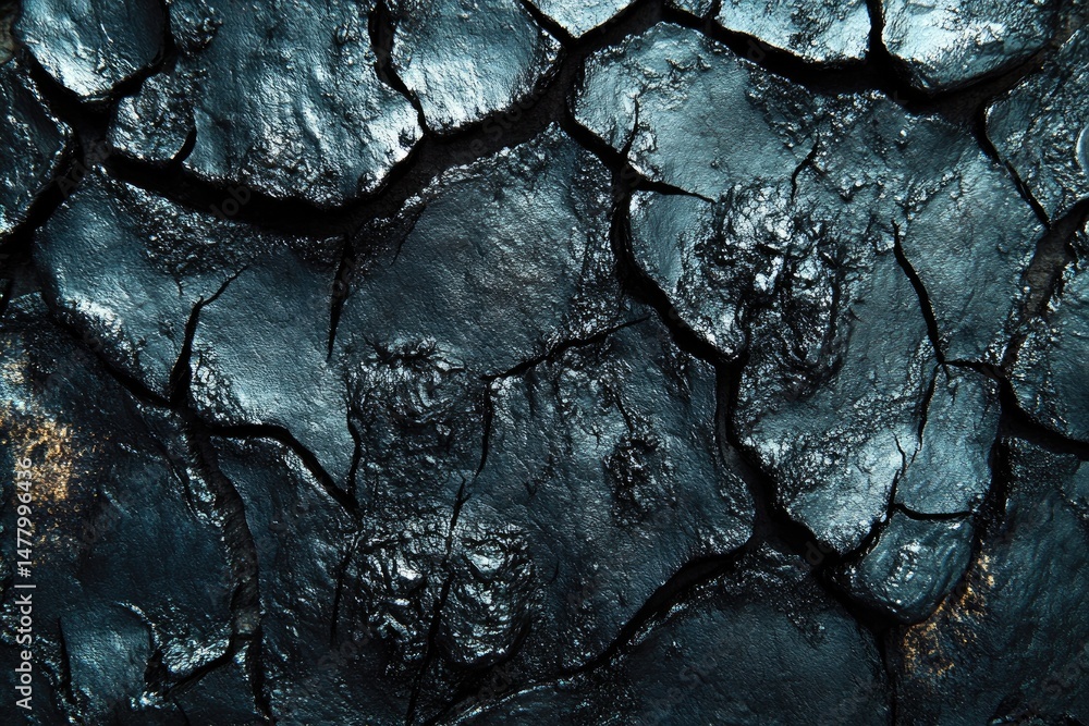 Poster deep blue textured surface displaying cracks and a unique rough pattern