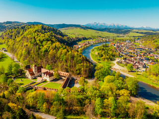Medieval monastery Cerveny Klastor near Peak Tri Koruny or Trzy Korony in Pieniny National park in Slovakia and Poland. © Zedspider