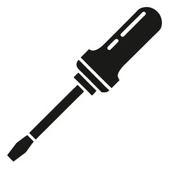 Black Silhouette Illustration of Slotted Screwdriver with Ergonomic Handle for Repairing Equipment
