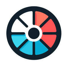 Obraz premium Vector icon of a stylized wheel on transparent background for motion, mechanics, and innovation concepts