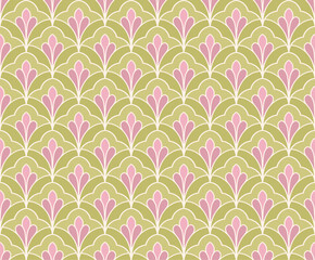 Abstract seamless pattern with art deco floral element. Geometric vector background.