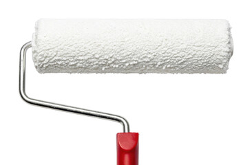Obraz premium PNG Close-up of a new paint roller with red handle for home renovation projects