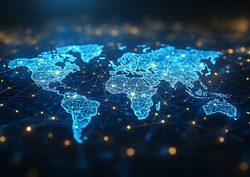 Global network map, digital connections