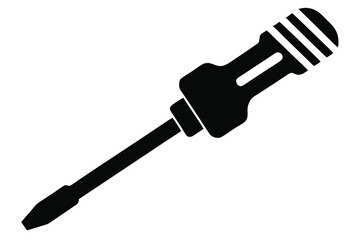 Black Phillips Head Screwdriver with Lined Handle Tool Illustration Graphic