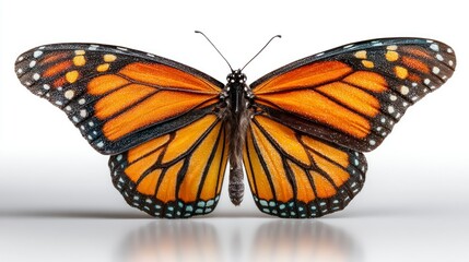 Fototapeta premium Vibrant Butterfly with Orange and Black Wings Spread Wide Perfect for Nature and Wildlife Them