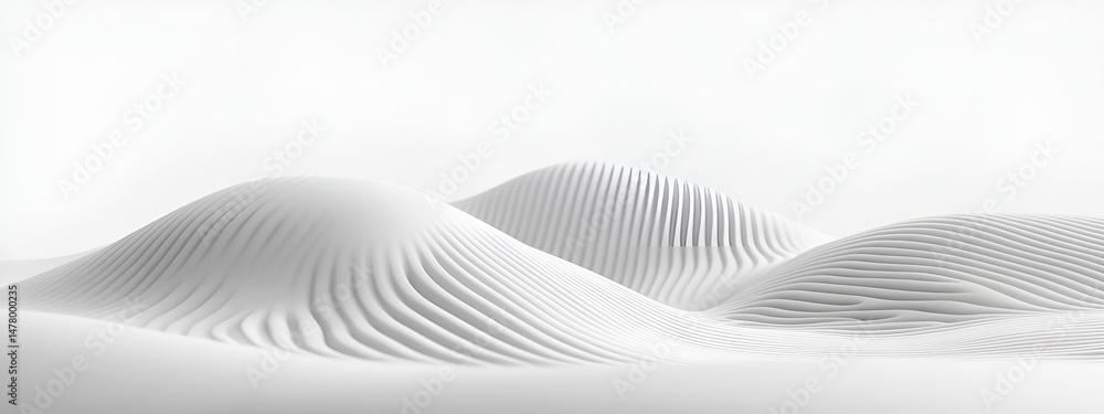 Poster abstract white landscape displaying textured wavy surfaces with subtle highlights and shadows