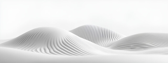 Abstract white landscape displaying textured wavy surfaces with subtle highlights and shadows