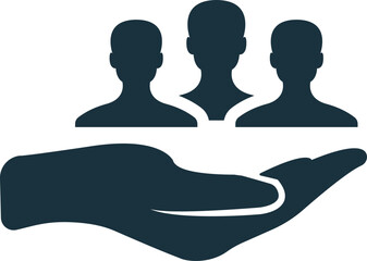 Hand holding protecting supporting team group community business icon