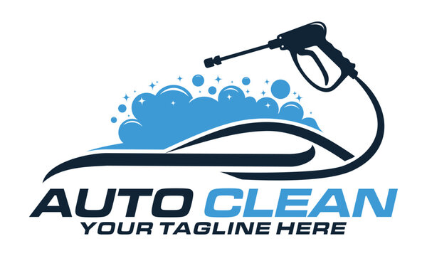 Car wash with pressure wash logo design vector template illustration