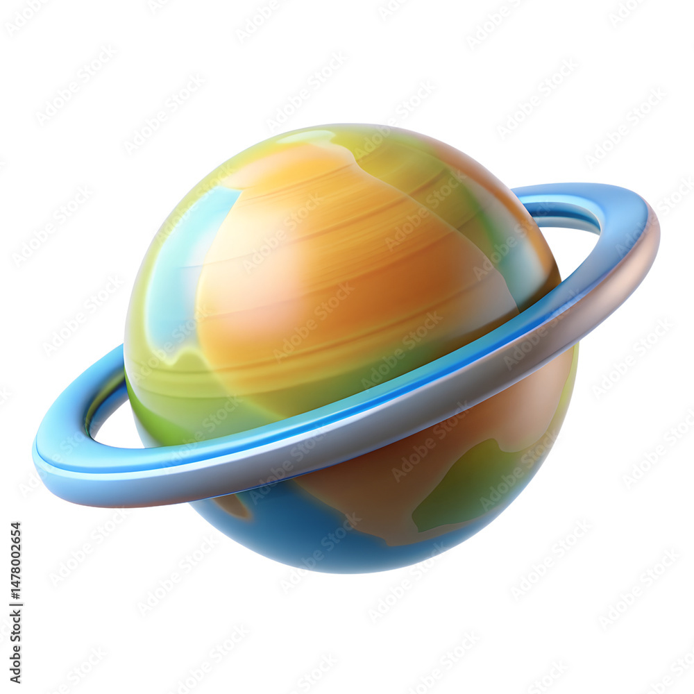 Poster planet with ring around 3d rendering isolated