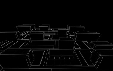 Abstract architectural building 3d rendering