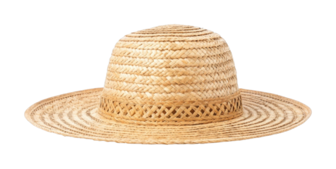 PNG Wide brim straw hat with woven pattern for sun protection
