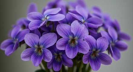 可憐なスミレ、淡い紫色の花びら、優しく光る. AI Generated