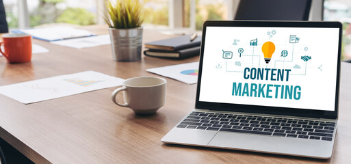 Fototapeta na wymiar Content marketing for modish online business and e-commerce marketing strategy