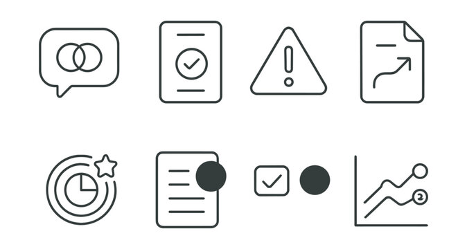 Line style icons of feedback and improvement: transparency feedback bubble, vote for feature icon, report confusing content, suggest update file, transparency score update, changelog notification