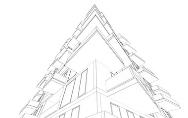 Abstract architectural building 3d rendering