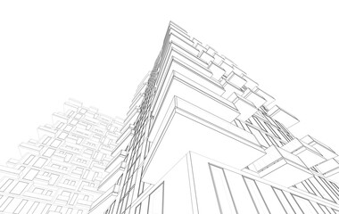 Abstract architectural building 3d rendering