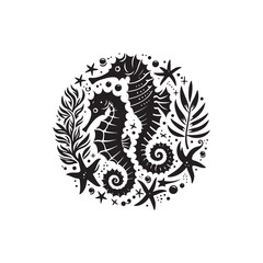 Fototapeta premium Seahorses & starfish Vecto (1).eps