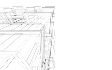 Abstract architectural building 3d rendering