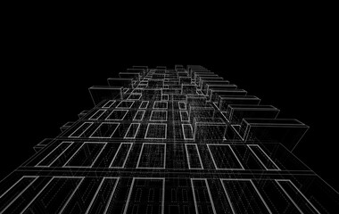 Abstract architectural building 3d rendering