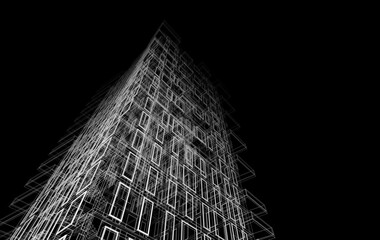 Abstract architectural building 3d rendering