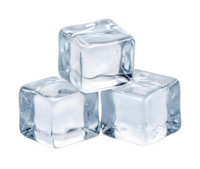 Obraz premium PNG Close-up of three transparent ice cubes stacked in a pyramid formation
