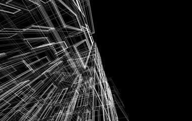 Abstract architectural building 3d rendering