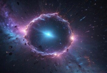 Obraz premium Shimmering iridescent particles float in a cosmic nebula of light , cosmic, holiday, sparkle