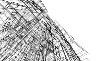 Abstract architectural building 3d rendering