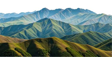 PNG Lush green hills and majestic mountain range with rolling slopes