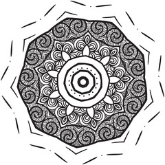 Beautiful creative mandala floral decorative element coloring book page