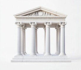 Naklejka premium Detailed Ancient Greek Architecture with White Columns and Stone Carvings isolated