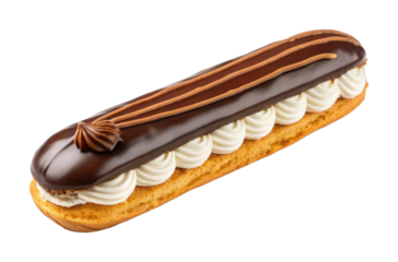 PNG Chocolate eclair with cream filling