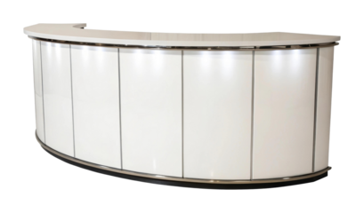 PNG Modern curved reception desk with glossy finish