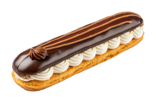 PNG Chocolate eclair with cream filling