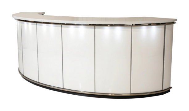 PNG Modern curved reception desk with glossy finish