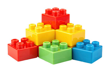 Obraz premium PNG Colorful stack of interlocking toy bricks for creative kids play