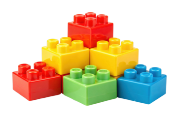 PNG Colorful stack of interlocking toy bricks for creative kids play