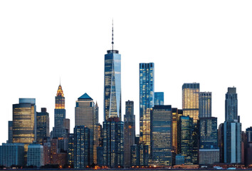 Obraz premium PNG New york city skyline at night with illuminated skyscrapers