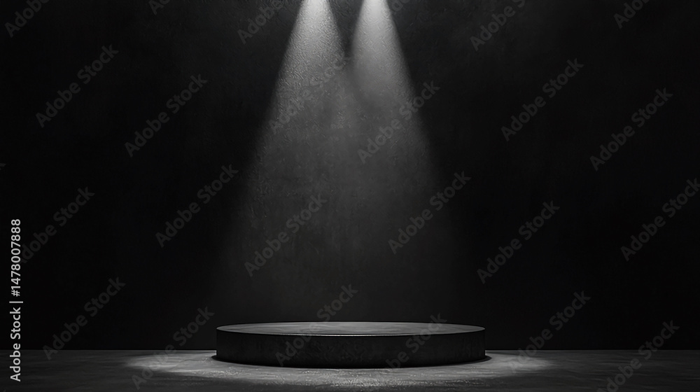 Poster monochrome spotlight stage background for product display and presentation with elegant and modern d