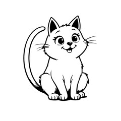 Obraz premium Smiling cat teaches alphabet letter C, fun learning concept