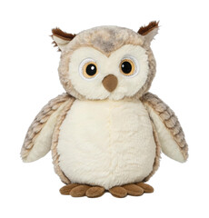 PNG Adorable plush owl toy with fluffy details and big eyes
