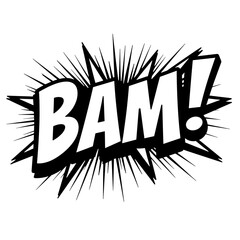 Dynamic BAM! sound effect with motion streaks, comic expression