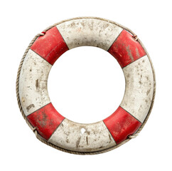 PNG Vintage red and white lifebuoy ring with nautical rope detailing