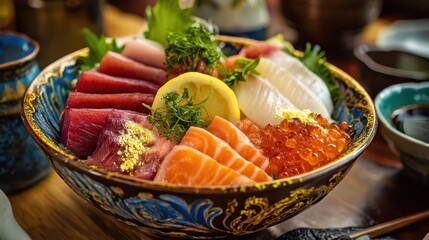 Vibrant Bowl of Fresh Sashimi - Japanese Cuisine Food Photography